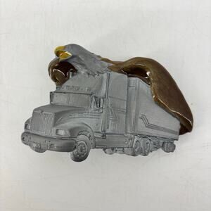 Semi Truck Trucker Belt Buckle Flying Enamel Eagle Pewter Streetwear